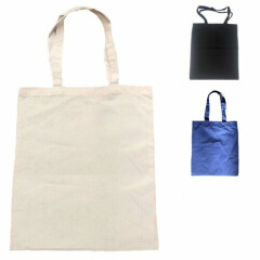 3 Pack Natural Cotton Plain Reusable Grocery Shopping Tote Bags Eco Friendly 16"