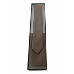 Set: Narrow Men's Tie + Pocket Square Taupe/Beige With or Without Box