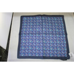 Bugatchi Men's Indigo Blue Geometric Print Pocket Square 13 inches Sq