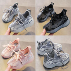 Kids Boy Girl Knitted Soft Lace Up Toddler Sneakers Sports Trainers Casual Shoes