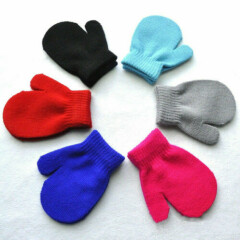 New Solid Soft Winter Warm Mitten Knitting Gloves For Age 2-5 Children Kids Baby