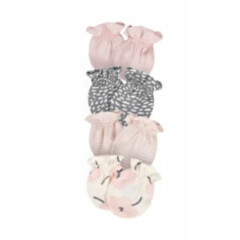 Gerber 4-Pack Baby Girl Floral Mittens, 0-3 Months