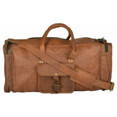 Gym Weekend Overnight Luggage Holdall Men's Large Bag Suntanned Leather Duffel 