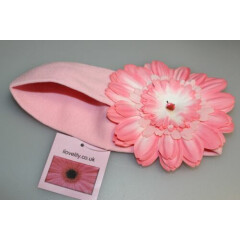 BABY GIRL'S LARGE FLOWER HEAD/HAIR BAND STRETCH 12 MONTHS + OVER PEACHY PINK NE 