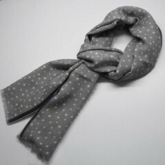 NWT Battisti Napoli Wool Scarf Gray with White Strars Made in Italy