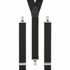 Black Clip On Trouser Braces Elastic Suspenders Handmade UK