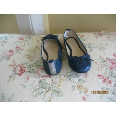 Gymboree Ballet Slip on Flat Navy Blue with Silver back Girls size 13 NWOT Bows