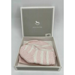 Pottery Barn Kids Sweet Stripe Knit Hat Bootie Set Pink 6-12 Months Gift Box NEW