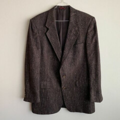 Vintage 60s Hart Shaffner & Marx Black Brown Tweed Blazer Sz 42