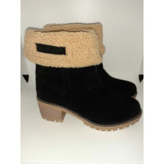 Girls Black W/ Brown Fur Winter Fashion Boots 5.5 (38 EU) New FREE SHIPPING
