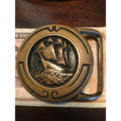 Vintage 1974 Tech Ether Guild Solid Brass Glory of the Seas Belt Buckle