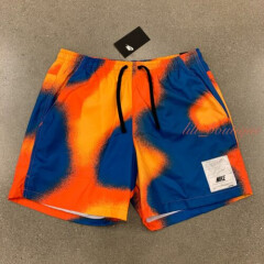 NWT Nike CZ8962-739 Men Standard Mid Thigh Shorts Polyester Blue Orange Size XL