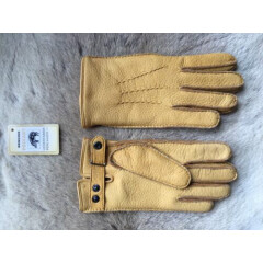 Winter Peccary Leather Gloves Hand Sewn Black Yellow Cognac Cork Brown 