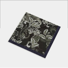 Ted Baker HORAM $49 Khaki Paisley Silk Pocket Square BNWT Handkerchief