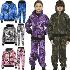 Kids Tracksuit Boys Girls Designer's Camouflage Jogging Suit Top Bottom 5-13 Yr