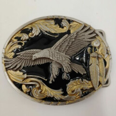 SISKIYOU A2 1995 Flying Eagle and Eagle Feathers Pewter Belt Buckle