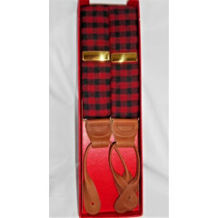 Polo Ralph Lauren Red & Black Leather Buttonhole Suspenders Brand New