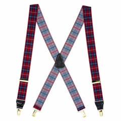 Plaid Dressy Clip-End Suspenders w/Brass Accents (3 Sizes)