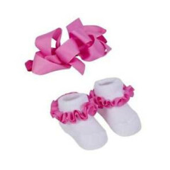 London Bridge Bright Pink Headband & Ruffle Sock Set 0-6 Months