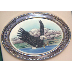 Belt Buckle Barlow Photo Reproduction in Color of Eagle Landing Silver 592141c
