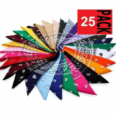 25 X Paisley Bandana Cotton Head Wrap Neck Scarf Assorted Colours