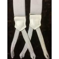 Slim White Braid End Braces Braces by Tails and the Unexpected - 25mm Made in UK