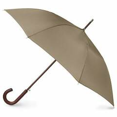 "totes Auto Open Wooden Stick Umbrella British Tan One Size"