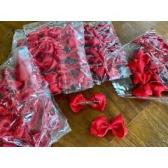 Lot of 12 ~ SMALL 2.75 Inch Baby, Toddler Girls Red Hair Bows w/ Alligator Clip
