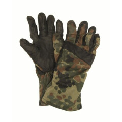 Genuine German Army Issue Cotton Leather Flecktarn Camo Combat Gloves Grade 1