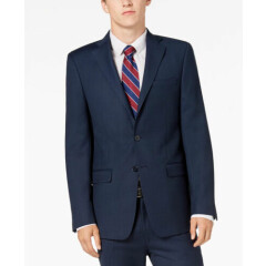 Calvin Klein Suit Jacket 42L Blue Birdseye Slim Fit X-Fit Stretch NWT $450