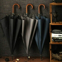 Japanese Umbrella For Rain Sun Windproof Long Wooden Handle Classic Business 