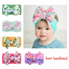 1PC Newborn Infant Baby Girls Print Bowknot Headband Stretch Hairband Headwear
