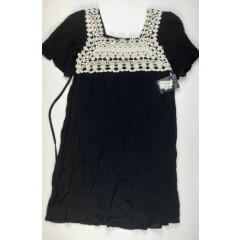 New Girls Art Class Black & Ivory Crochet Dress Size L 10-12