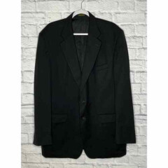 Stafford Black 100% Wool Two Button Lined Suit Jacket 44L