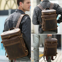 Men Leather Travel Backpack 15" Laptop Daypack Office School Shoulder Bag TOTE