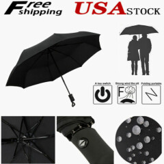 Automatic Umbrella Strong Windproof/Anti-UV Sun 3 Folding Compact Umbrella Black