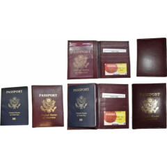 Lot of 5 New lambskin leather Passport cover.Burgundy ID case credit card wallet