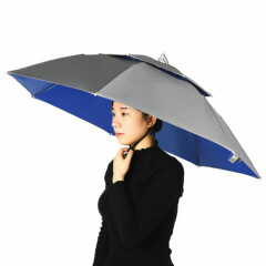 Double Layer Hat Women Men Folding Rain with Adjustable B3P1