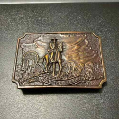 Vintage VTG Western Tall in the Saddle Covered Wagon Horse Cowboy Belt Buckle