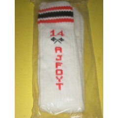 A. J. FOYT Sealed socks Spandex LARGE - made in USA = W/Checker flags