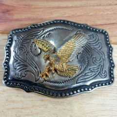 Gold and Silver Tone eagle belt buckle USA MADE! 3 × 2 INCH