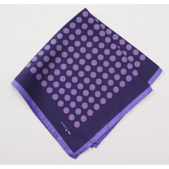 New $215 KITON NAPOLI Plum-Violet Floral Medallion Print Silk Pocket Square