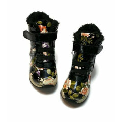Baby Multicolored Floral Fleece Lining Winter Boots Size 10 A15