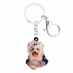 Acrylic Cute Yorkshire Terrier Dog Keychains Car Purse Key Ring Pets Charms Gift