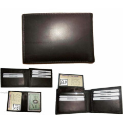 Lot of 3 New Men's Soft Leather Brown billfold Wallet 9 Credit ATM Card 2 ID NWT