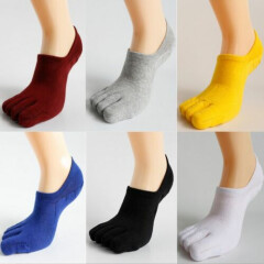 6 Pack Men Combed Cotton Five Finger Toe Socks Sport Ankle No Show Casual Solid