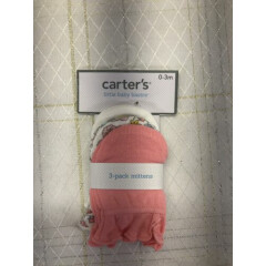 Carter's 3 Pair No Scratch Mittens 0 3 Months Gloves Baby Girl Pink Flowers 