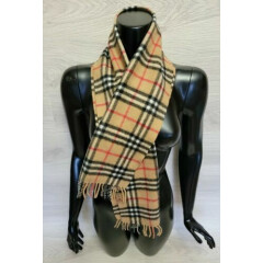 Authentic Burberry Scarf Cashmere Wool Nova Check 50 x 11.5 inches unisex plaid