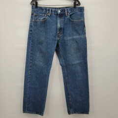 Levi's 505 Men Blue 11" High Rise 100% Cotton Straight Regular Jeans Size 36