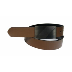913-BLK/BRN-REV - Men's Casual Black and Brown Reversible Plaque Belt buckle